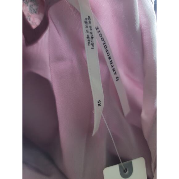 New Anthropologie Silk Slip Midi Dress Pink, Size XS - Picture 5 of 5